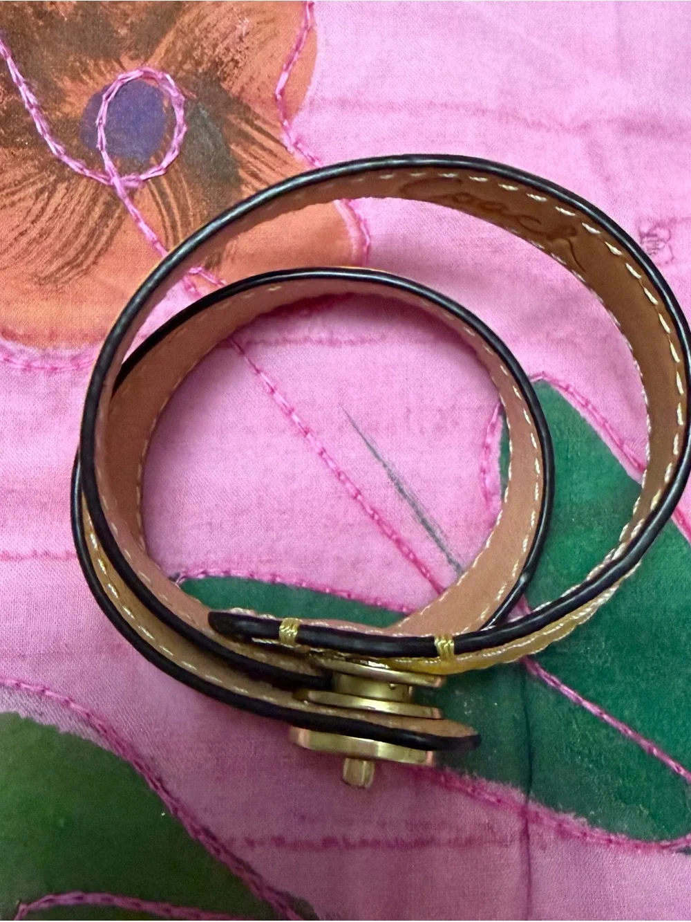 Coach Yellow Leather Bracelet Turn-Lock Strap for Women